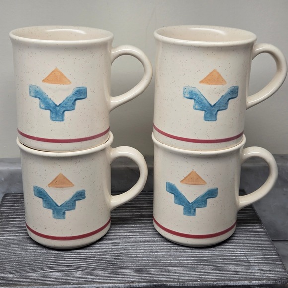 Pfaltzgraff Other - VTG Pfaltzgraff Saratoga Aztec Southwestern Speckled Stoneware Mugs, Set 4, RARE